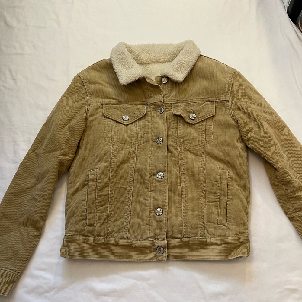 Corduroy Beige Jacket with Sherpa